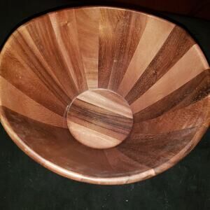 Lipper International Wave Shape Large 12" Teak Wood Bowl New Unused